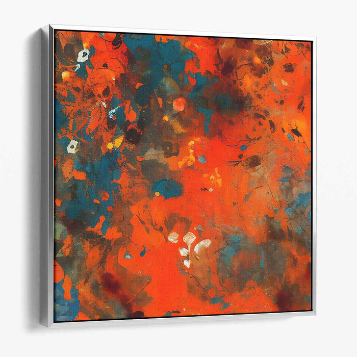 Embers Dance Unleashed: Abstract Expressionist Fiery Red Canvas Art Print