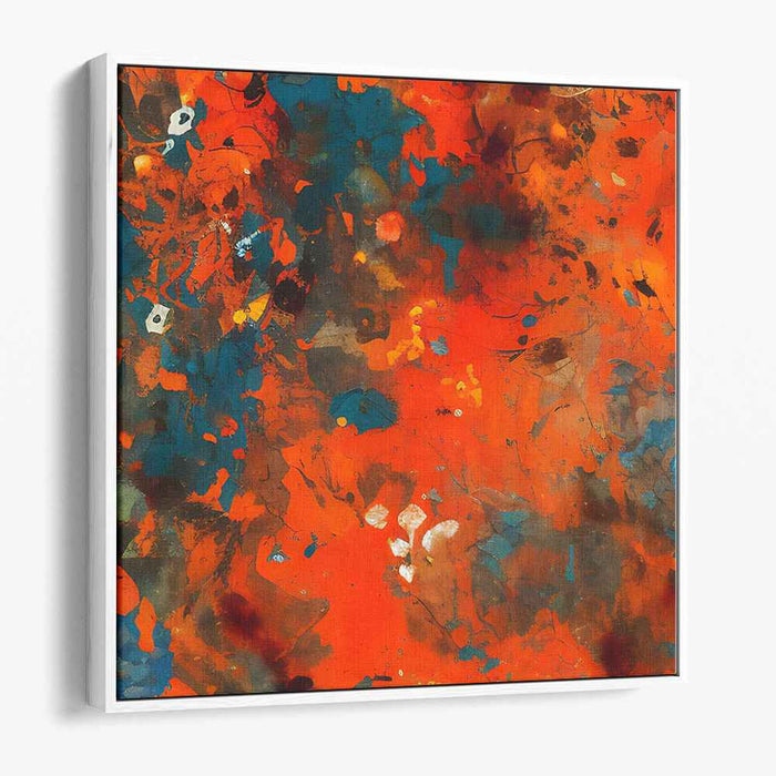 Embers Dance Unleashed: Abstract Expressionist Fiery Red Canvas Art Print