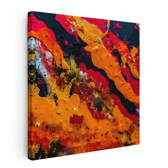 Fiery Blaze: Abstract Expressionist Canvas Art