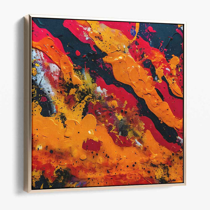 Fiery Blaze: Abstract Expressionist Canvas Art