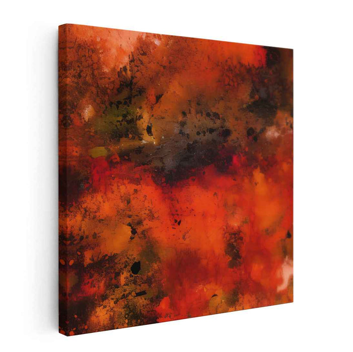 Embers of Rebellion: Abstract Expressionist Red and Orange Canvas Art Print