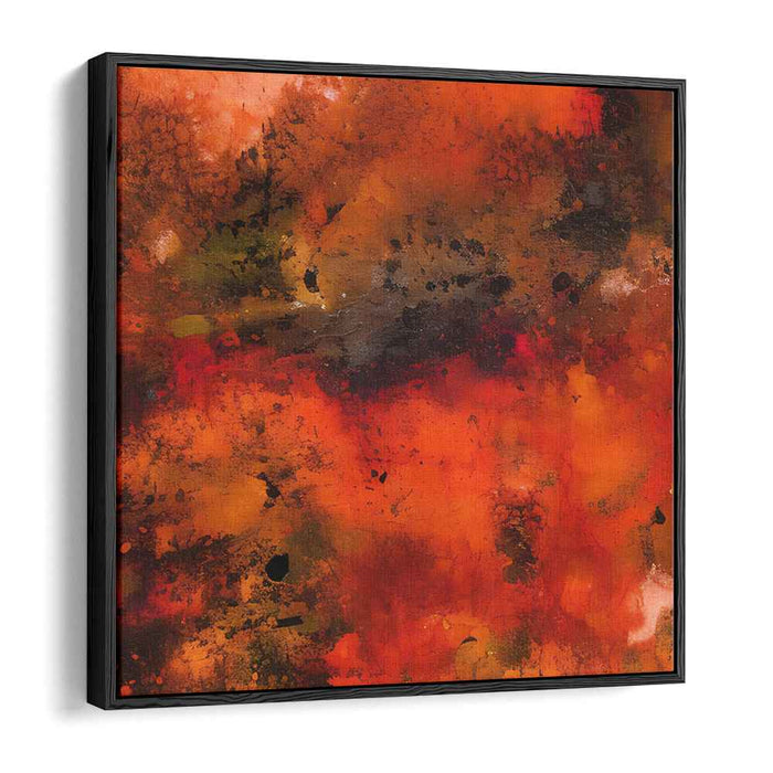 Embers of Rebellion: Abstract Expressionist Red and Orange Canvas Art Print
