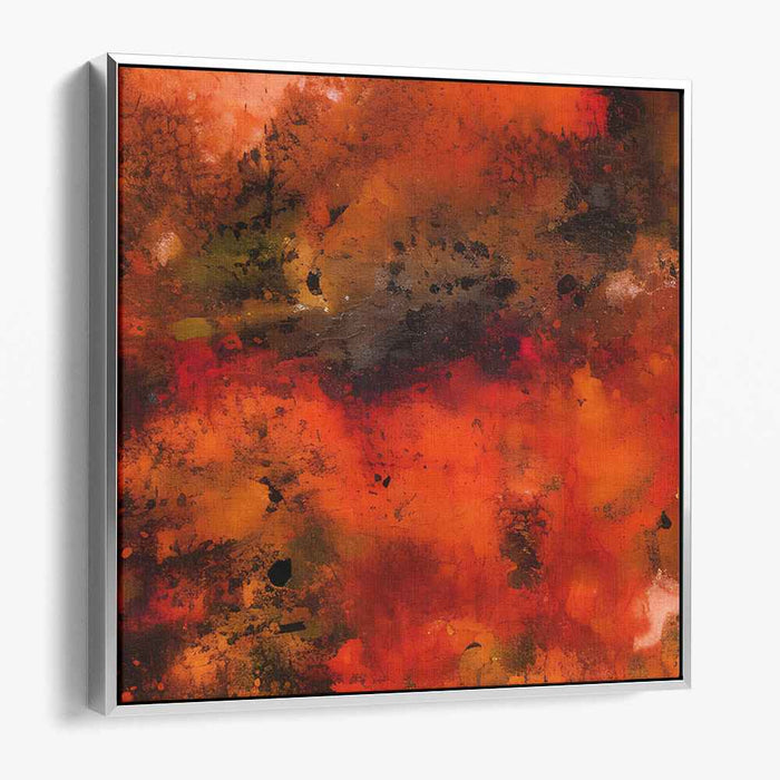 Embers of Rebellion: Abstract Expressionist Red and Orange Canvas Art Print