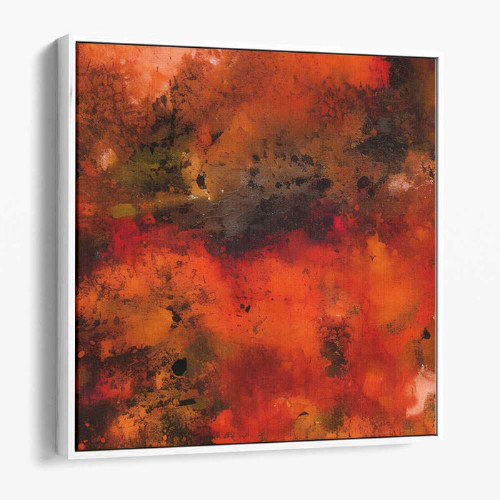 Embers of Rebellion: Abstract Expressionist Red and Orange Canvas Art Print