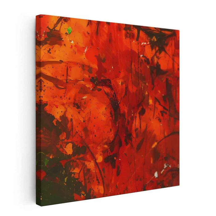Inferno's Dance: An Abstract Explosion of Red and Black Canvas Art