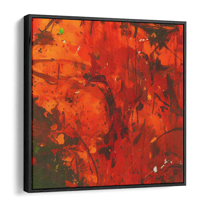 Inferno's Dance: An Abstract Explosion of Red and Black Canvas Art