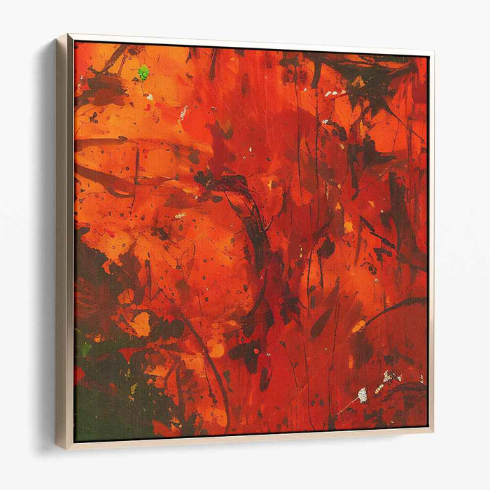 Inferno's Dance: An Abstract Explosion of Red and Black Canvas Art