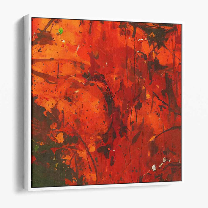 Inferno's Dance: An Abstract Explosion of Red and Black Canvas Art