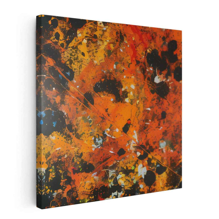 Embers of Creation Dance: Abstract Expressionist Fiery Orange Canvas Art