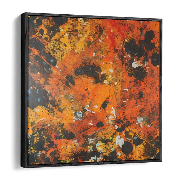 Embers of Creation Dance: Abstract Expressionist Fiery Orange Canvas Art