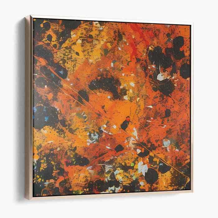 Embers of Creation Dance: Abstract Expressionist Fiery Orange Canvas Art