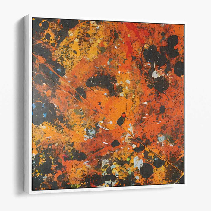 Embers of Creation Dance: Abstract Expressionist Fiery Orange Canvas Art