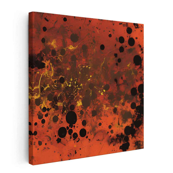 Embers Dance in Shadow: Abstract Expressionist Fiery Red and Black Canvas Art