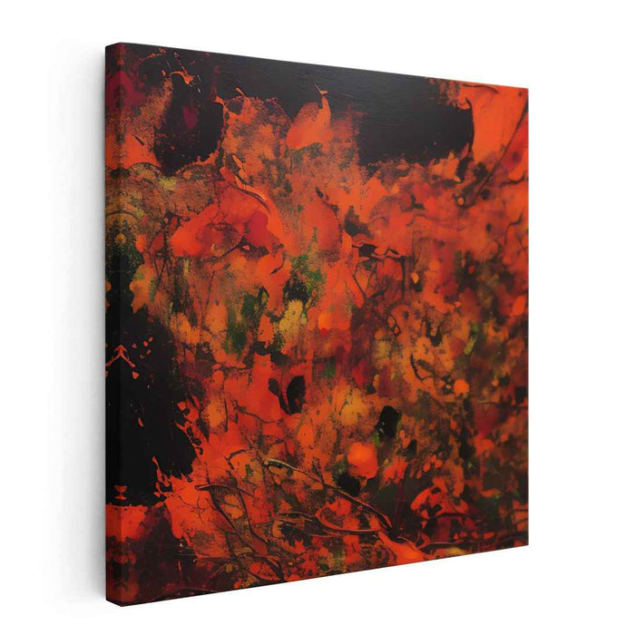 Inferno Whispers: Abstract Expressionist Red and Black Canvas Art