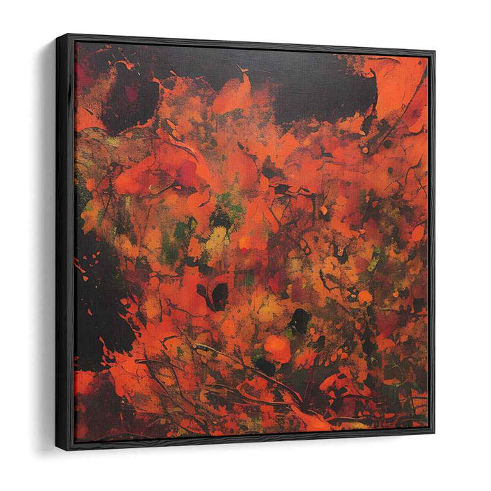 Inferno Whispers: Abstract Expressionist Red and Black Canvas Art