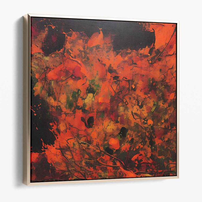 Inferno Whispers: Abstract Expressionist Red and Black Canvas Art