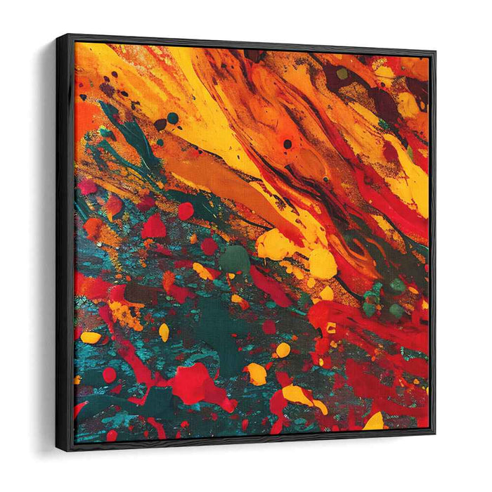 Citrus Blaze Abstraction: Abstract Expressionist Vibrant Orange Canvas Art Print