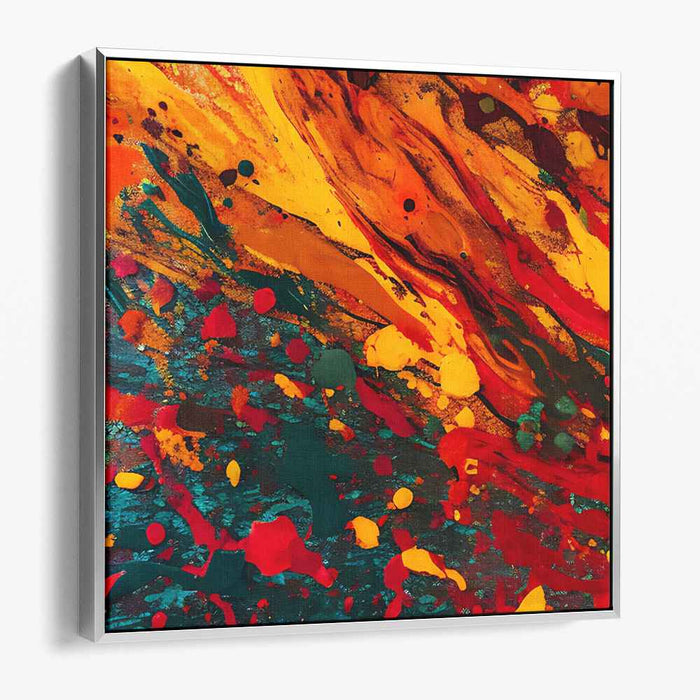 Citrus Blaze Abstraction: Abstract Expressionist Vibrant Orange Canvas Art Print