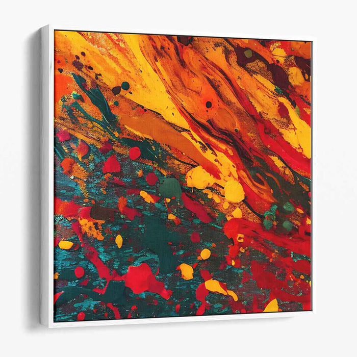 Citrus Blaze Abstraction: Abstract Expressionist Vibrant Orange Canvas Art Print