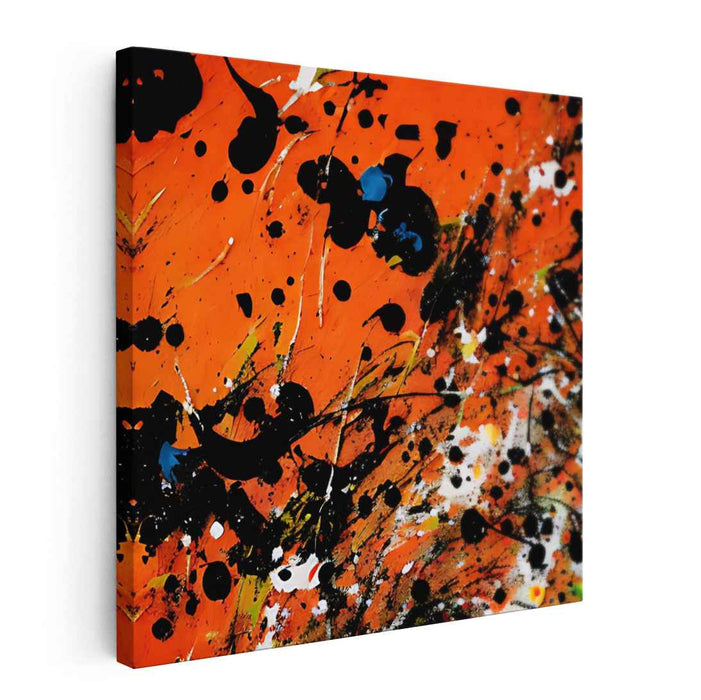 Blaze of Citrus Flames: Abstract Expressionist Fiery Orange Canvas Art Print