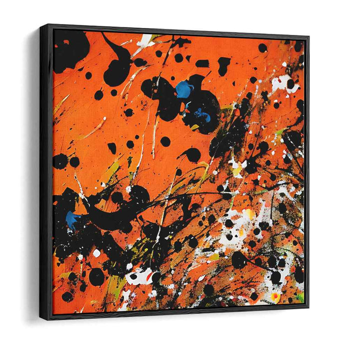 Blaze of Citrus Flames: Abstract Expressionist Fiery Orange Canvas Art Print