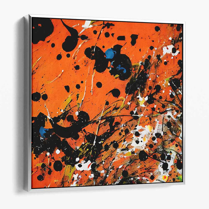 Blaze of Citrus Flames: Abstract Expressionist Fiery Orange Canvas Art Print