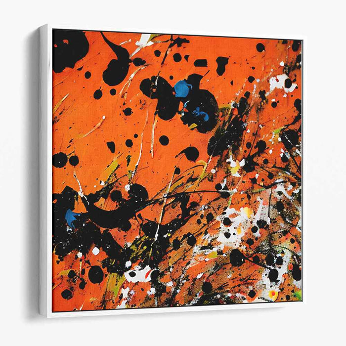 Blaze of Citrus Flames: Abstract Expressionist Fiery Orange Canvas Art Print