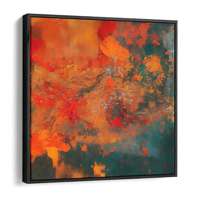 Ember Canvas Symphony: Abstract Expressionist Fiery Orange Canvas Art Print