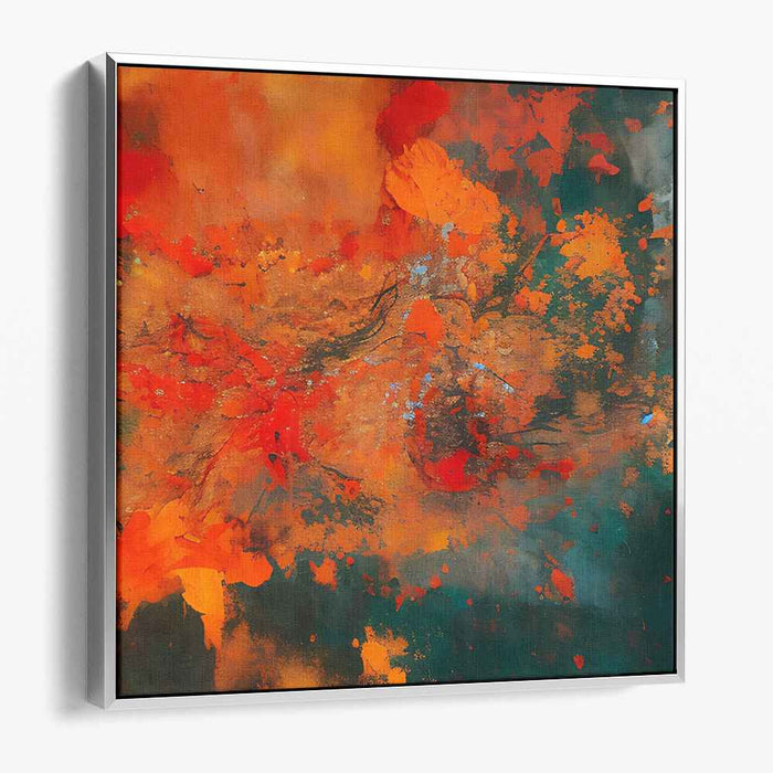 Ember Canvas Symphony: Abstract Expressionist Fiery Orange Canvas Art Print