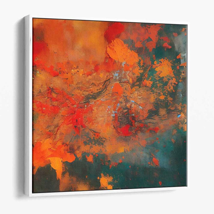 Ember Canvas Symphony: Abstract Expressionist Fiery Orange Canvas Art Print