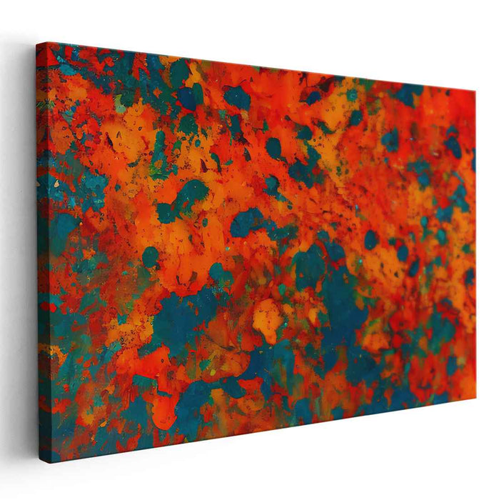 Vibrant Embers Dance Away: Abstract Expressionist Orange and Blue Canvas Art Print