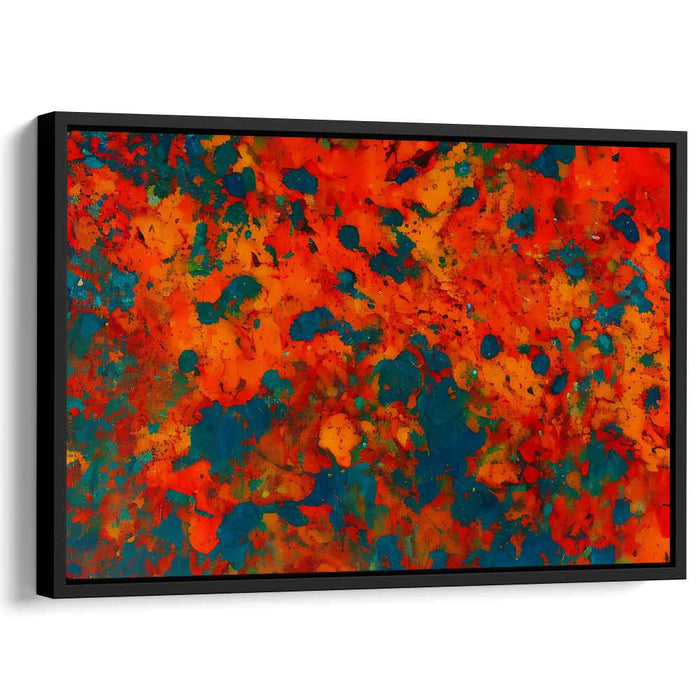Vibrant Embers Dance Away: Abstract Expressionist Orange and Blue Canvas Art Print