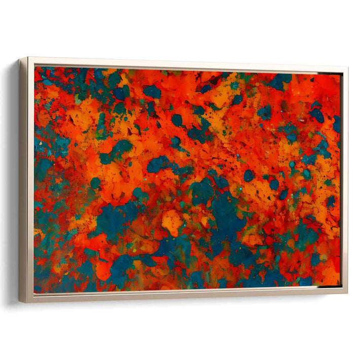 Vibrant Embers Dance Away: Abstract Expressionist Orange and Blue Canvas Art Print