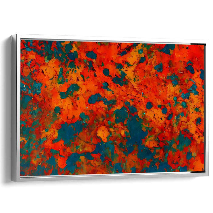 Vibrant Embers Dance Away: Abstract Expressionist Orange and Blue Canvas Art Print