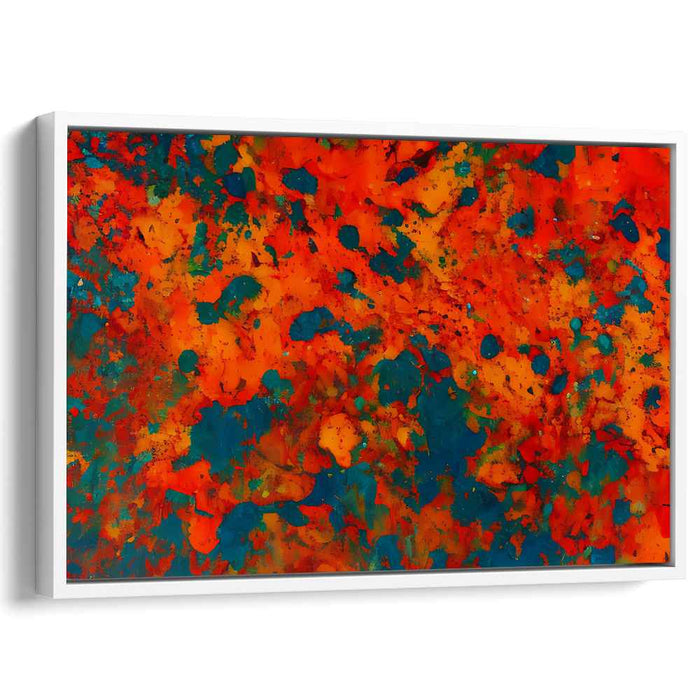 Vibrant Embers Dance Away: Abstract Expressionist Orange and Blue Canvas Art Print