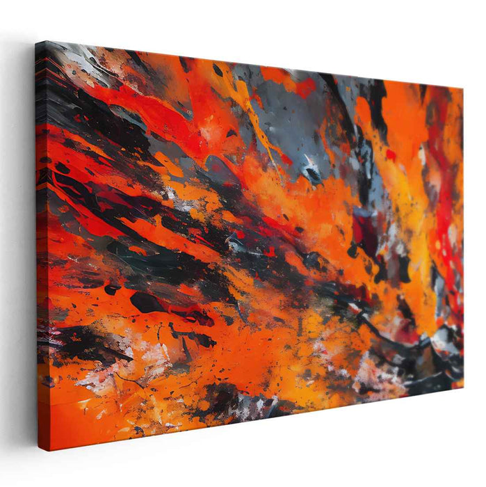 Whispers Of Citrus Sunset: Abstract Expressionist Orange Canvas Art Print