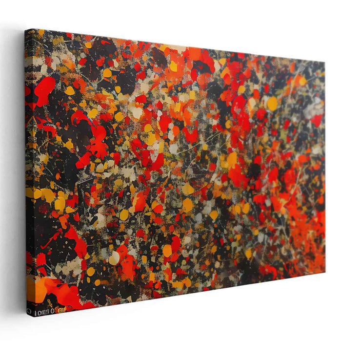 Chaos in Firelight: Abstract Expressionist Red, Orange, and Yellow Canvas Art Print
