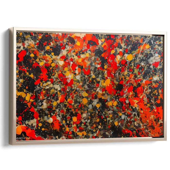 Chaos in Firelight: Abstract Expressionist Red, Orange, and Yellow Canvas Art Print