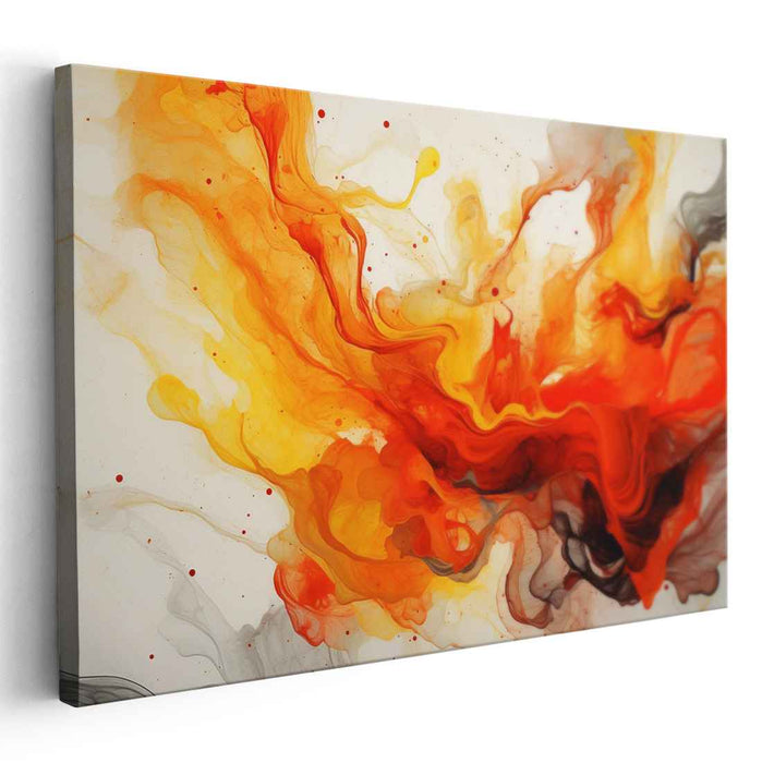 Fiery Phoenix: Dynamic Abstract Fluid Art Canvas Print