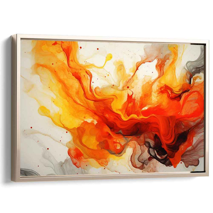 Fiery Phoenix: Dynamic Abstract Fluid Art Canvas Print