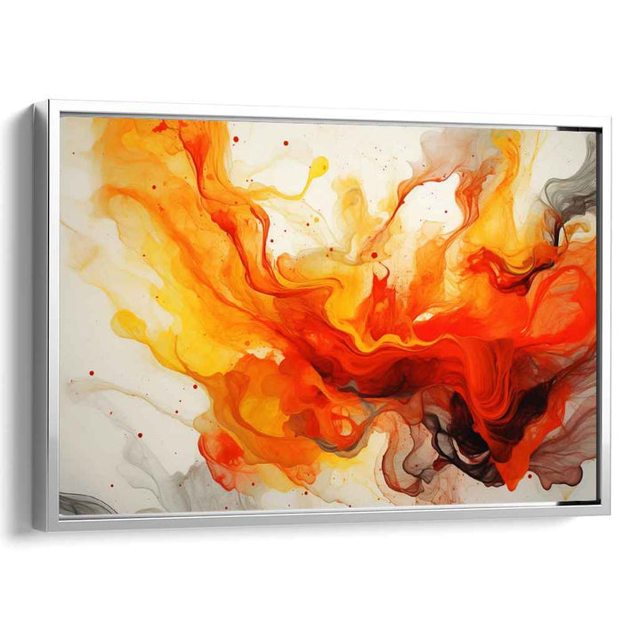 Fiery Phoenix: Dynamic Abstract Fluid Art Canvas Print