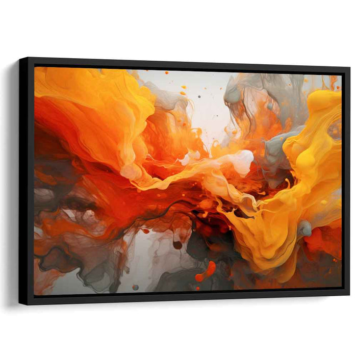 Tangerine Swirl Harmonies: Abstract Expressionist Dance of Orange and Gray Canvas Art