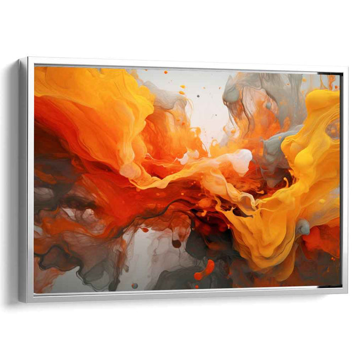 Tangerine Swirl Harmonies: Abstract Expressionist Dance of Orange and Gray Canvas Art
