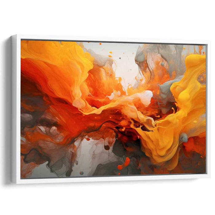Tangerine Swirl Harmonies: Abstract Expressionist Dance of Orange and Gray Canvas Art
