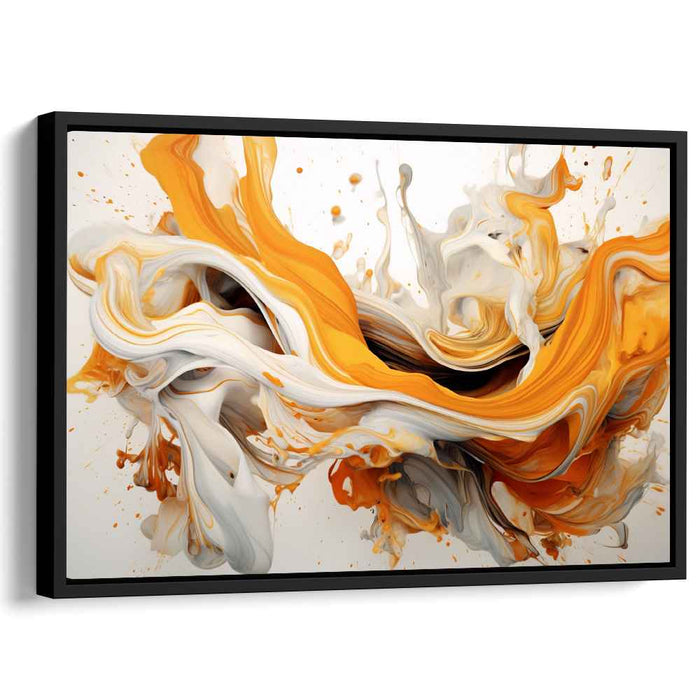Whispers Of Citrus Mist: Abstract Expressionist Orange and Gray Canvas Art Print