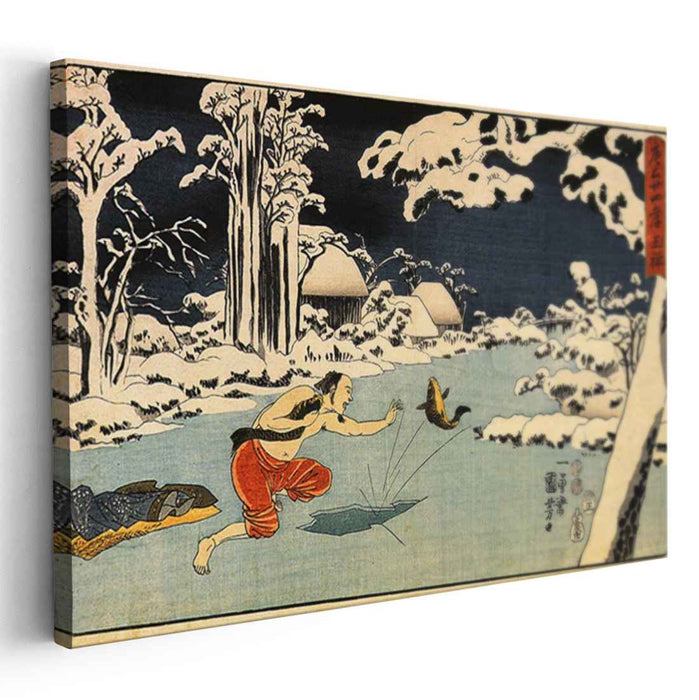 Osho catching a carp by Utagawa Kuniyoshi