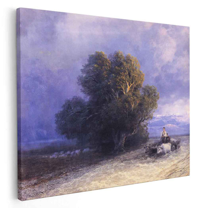 Ox Cart Crossing a Flooded Plain (1897) by Ivan Aivazovsky