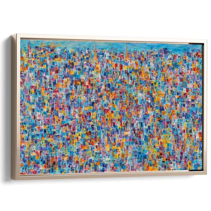 Urban Depths: Abstract Cityscape in Azure Blue Canvas Art Print