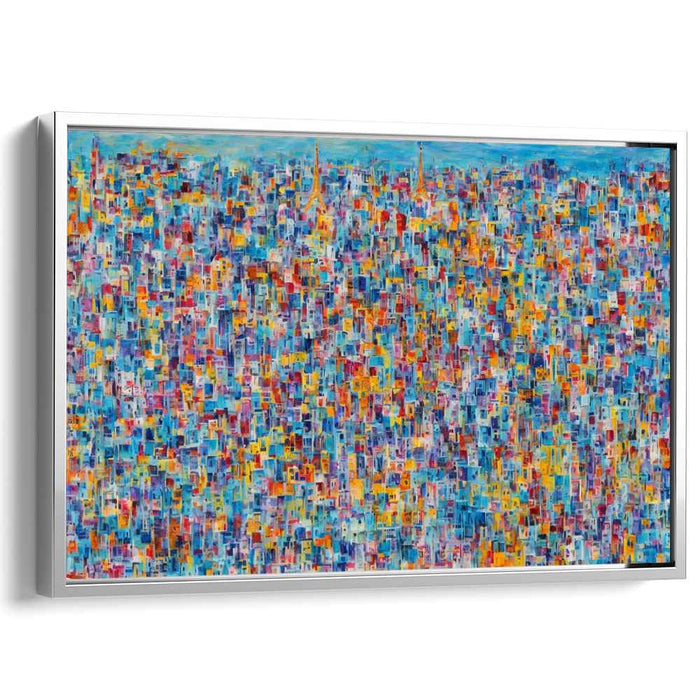 Urban Depths: Abstract Cityscape in Azure Blue Canvas Art Print