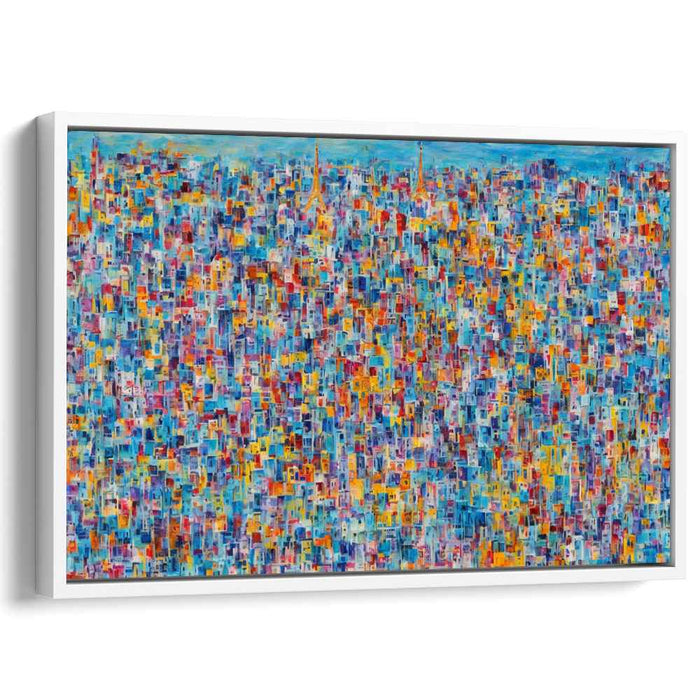 Urban Depths: Abstract Cityscape in Azure Blue Canvas Art Print